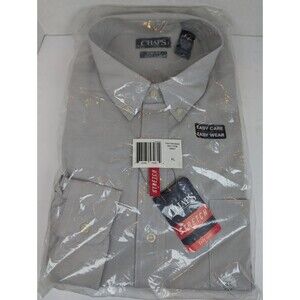 Chaps Easy Care Stretch Shirt Mens XL Gray Plaid Long Sleeve Button Down NWT